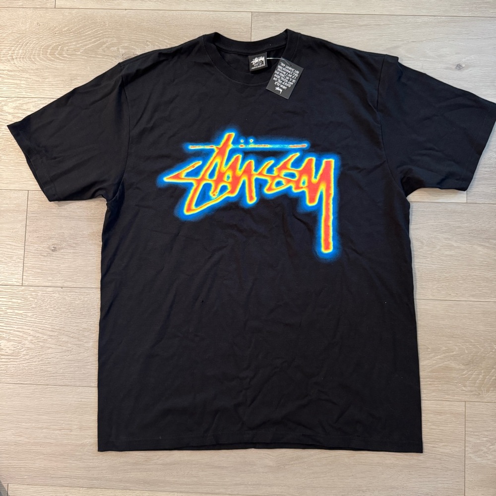 Stussy Infrared Black T-Shirt Shirt Tee Men Unisex Short Sleeve Top Sz. Large